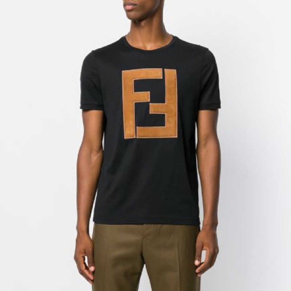 Men’s Fendi FF Logo Black Cotton T-Shirt